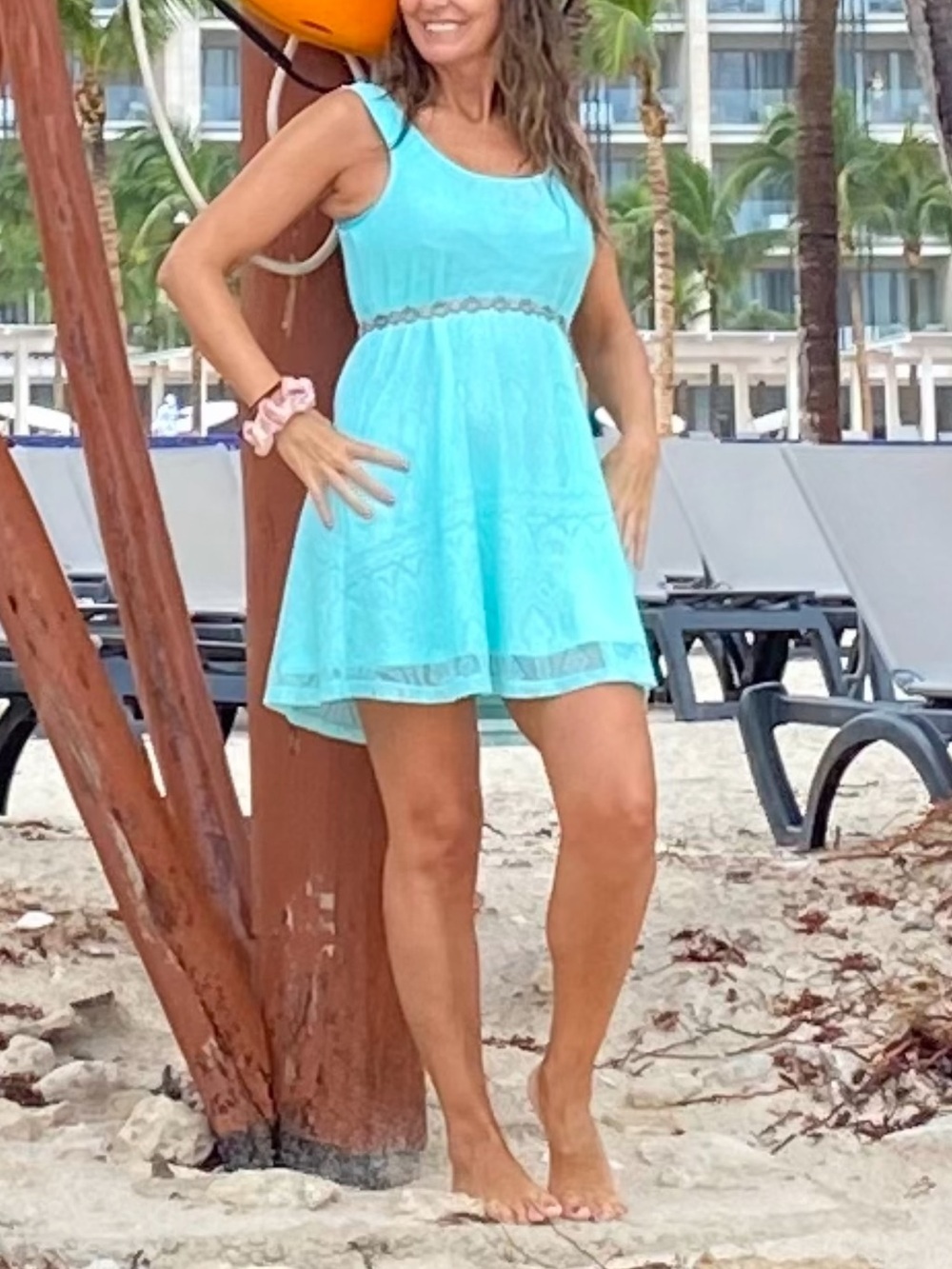 Altar’d State Aqua Blue Floral Lace Mini Dress M